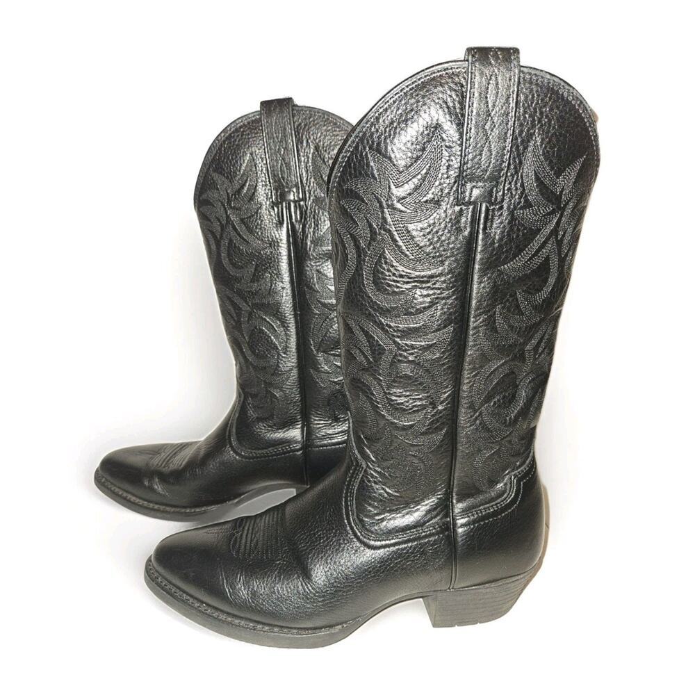 Ariat Men's Heritage Western R Toe Black Deertan Boots 10002218 Size 8.5D EUC - Picture 2 of 10